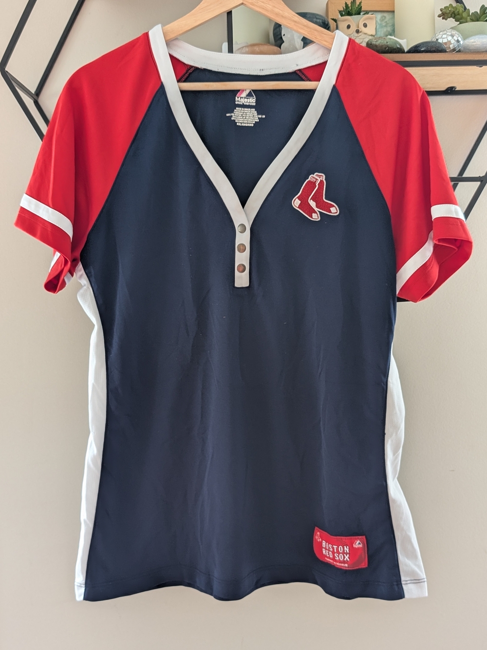 Majestic Womens Boston Red Sox Henley Jersey Shirt